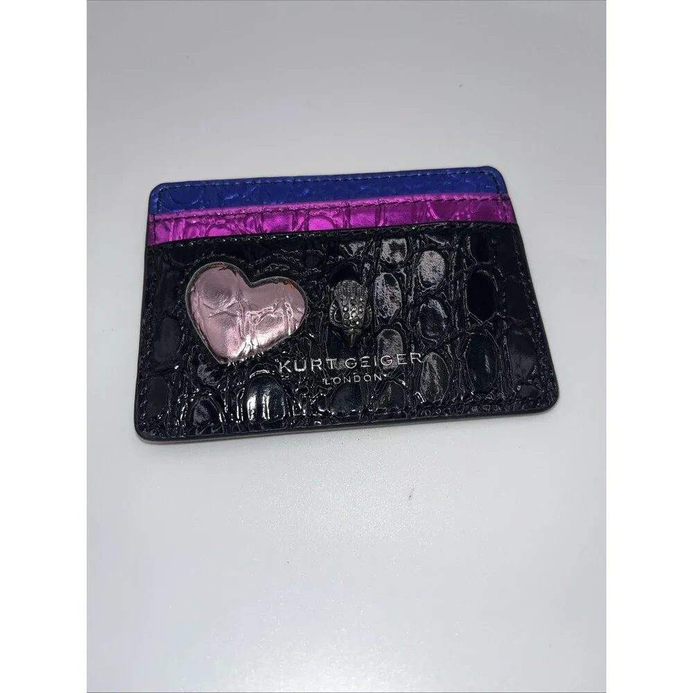 Kurt Geiger London Love Card Wallet Black Purple Pink HTF Out Of Stock